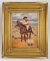 R E Pierce General Custer Oil Painting Montana