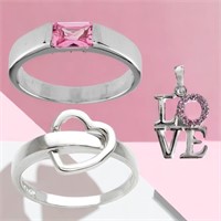 Elegant Love-themed Sterling Silver Set