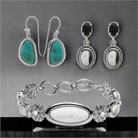 Turquoise Earrings with White Buffalo Jewelry