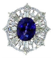 14kt Gold 7.03 ct Sapphire & Diamond Ring