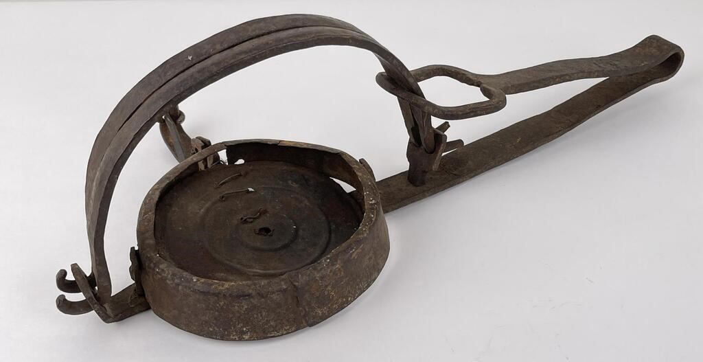 Antique Blacksmith Made Hand Forged Wolf Trap