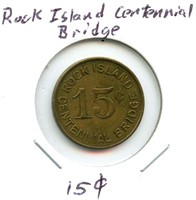 Rock Island Centennial Bridge 15¢ Brass Token