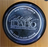 One Ounce Silver Round: Idaho w/ Case