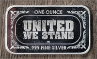One Ounce Silver Bar: United We Stand/Flag #1