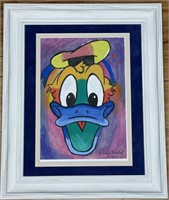 Andy Warhol Disney Watercolor "Donald" Aged Paper