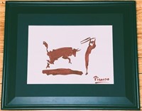 Pablo Picasso Aged Watercolor "Bull and Matador"