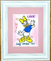 Andy Warhol Disney Watercolor "Daisy Duck 1983 NY"