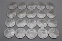 Twenty 2010 Fine Silver Eagle 1oz. Coins-I
