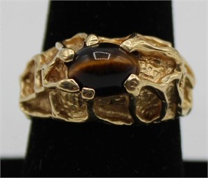 14k Gold Tigers Eye Ring