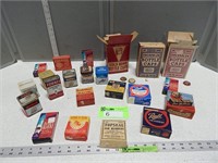Vintage tins, bottle caps, jar rubbers, and more