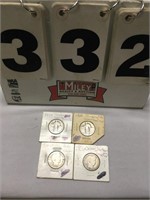 2 barber and 2 standing liberty quarters