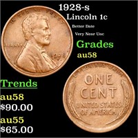 1928-s Lincoln Cent 1c Grades Choice AU/BU Slider