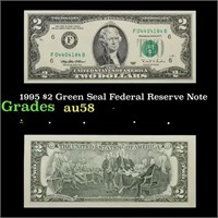 1995 $2 Green Seal Federal Reserve Note Grades Cho