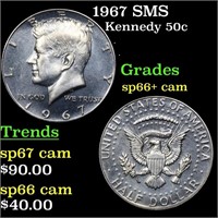 1967 SMS Kennedy Half Dollar 50c Grades sp66+ cam