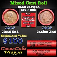 Mixed small cents 1c orig shotgun roll, 1925-p Lin