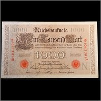 1910 Imperial Germany 1,000 Mark Note P: 44B Grade
