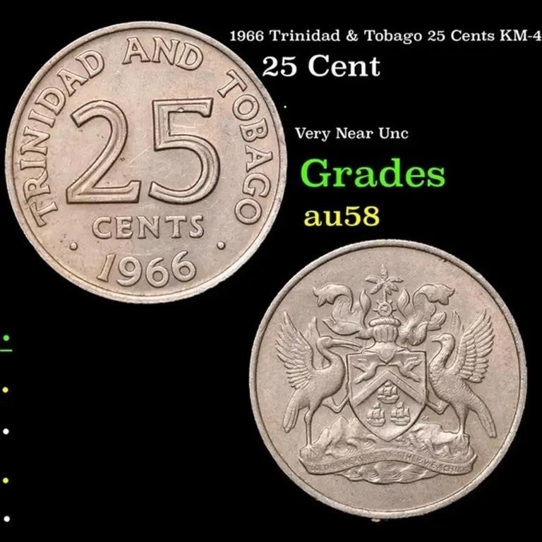 1966 Trinidad & Tobago 25 Cents KM-4 Grades Choice