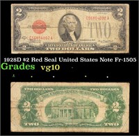 1928D $2 Red Seal United States Note Fr-1505 Grade