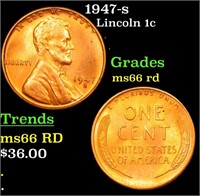 1947-s Lincoln Cent 1c Grades GEM+ Unc RD