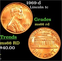 1969-d Lincoln Cent 1c Grades GEM+ Unc RD