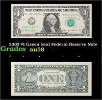 2003 $1 Green Seal Federal Reserve Note Grades Cho