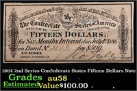 1864 2nd Series Confederate States Fifteen Dollars