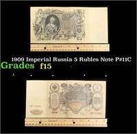 1909 Imperial Russia 5 Rubles Note P#11C Grades f+
