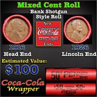 Mixed small cents 1c orig shotgun roll, 1926-p Lin