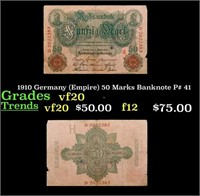 1910 Germany (Empire) 50 Marks Banknote P# 41 Grad