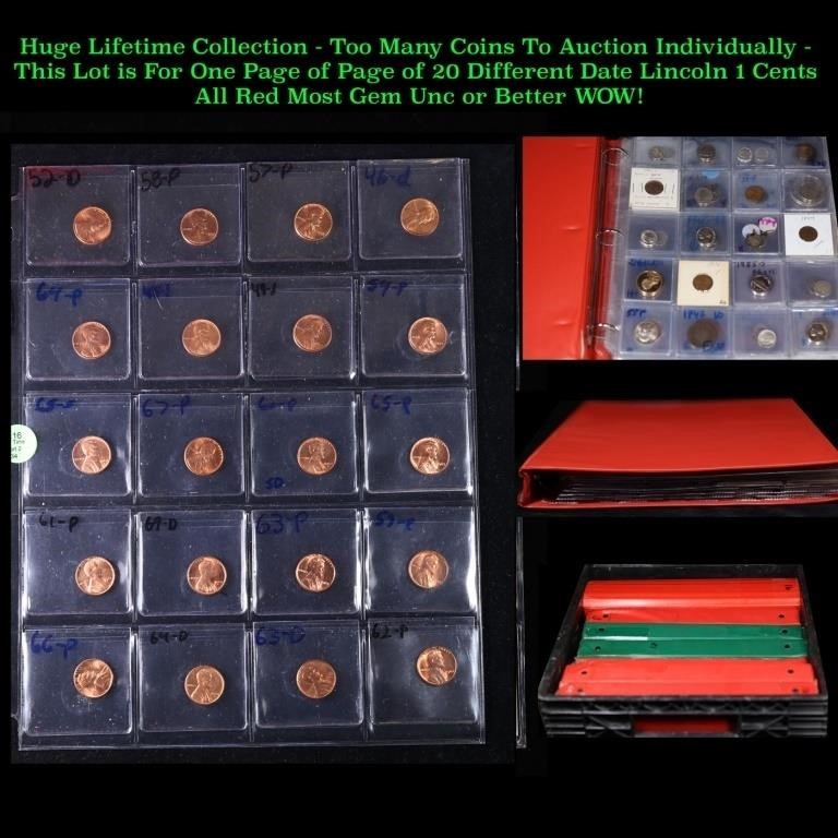Page of 20 Different Date Lincoln Cents ALL Before