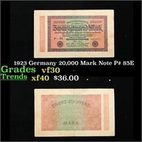 1923 Germany 20,000 Mark Note P# 85E Grades vf++