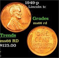 1949-p Lincoln Cent 1c Grades GEM+ Unc RD