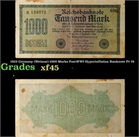 1922 Germany (Weimar) 1000 Marks Post-WWI Hyperinf