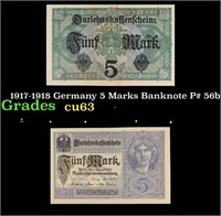 1917-1918 Germany 5 Marks Banknote P# 56b Grades S