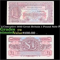 Set of 2 Concutive 1950 Great Britain 1 Pound Note