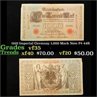 1910 Imperial Germnay 1,000 Mark Note P# 44B Grade