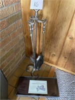FIREPLACE TOOLS W/ STAND & FIREPLACE GLOVES