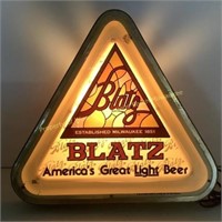 * Blatz Lighted Triangle sign  Needs cleaning