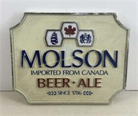 Molson Beer Plastic Beer sign  18 x 15