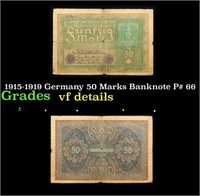 1915-1919 Germany 50 Marks Banknote P# 66 Grades v
