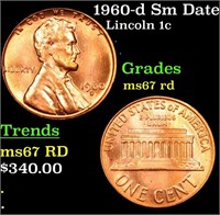 1960-d Sm Date Lincoln Cent 1c Grades GEM++ Unc RD