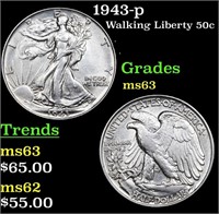 1943-p Walking Liberty Half Dollar 50c Grades Sele
