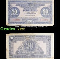 1944 Austria 20 Schilling Note P# 107 Grades vf+