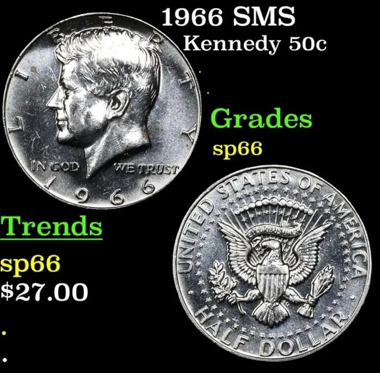 1966 SMS Kennedy Half Dollar 50c Grades sp66