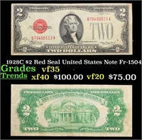 1928C $2 Red Seal United States Note Fr-1504 Grade