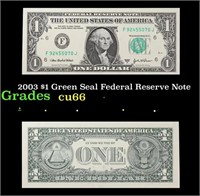 2003 $1 Green Seal Federal Reserve Note Grades Gem