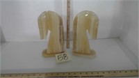 Onyx Marble Hand Carved Horse Bookends