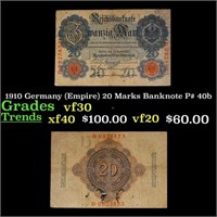 1910 Germany (Empire) 20 Marks Banknote P# 40b Gra