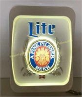 * Miller Lite lighted beer sign 13 x 16
