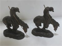 PAIR OF BRONZE END OF THE TRAIL BOOKENDS - 1920'S